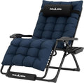 UDPATIO Oversized Zero Gravity Chair 29In XL Patio Reclining Chair with Cushion, Outdoor Folding Adjustable Recliner with Cup Holder, Foot Rest & Padded Headrest, Support 500LB, Navy