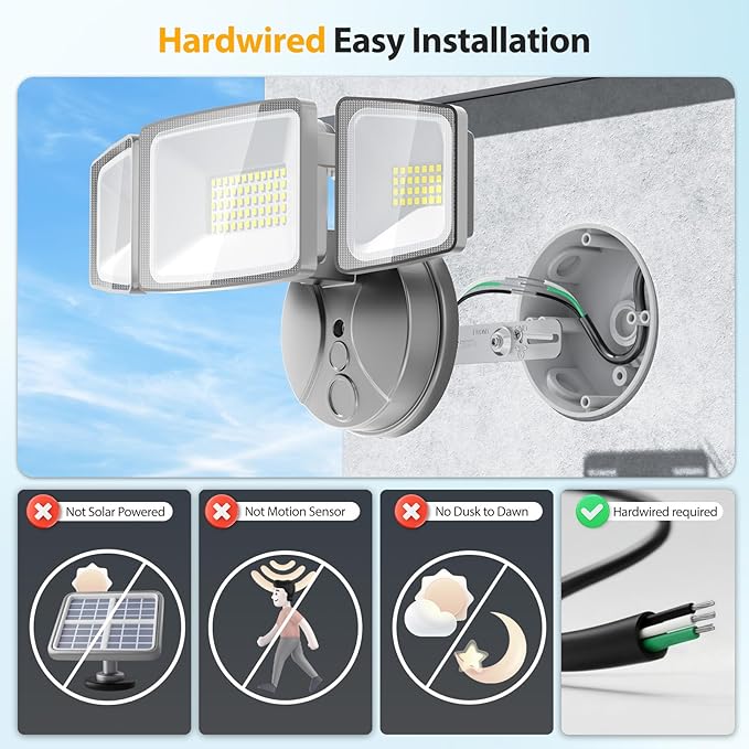 Onforu 75W LED Security Light, 7000LM Brightness Outdoor Flood Light Fixture Switch Controlled, IP65 Waterproof, 6500K White Wall Mount Exterior Security Floodlight for Eave, Yard, Garage, Porch