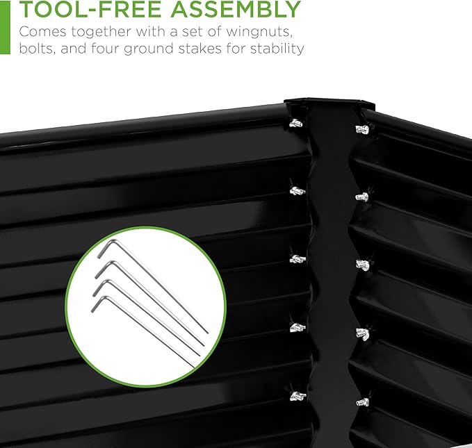Best Choice Products 8x4x2ft Outdoor Metal Raised Garden Bed, Deep Root Planter Box for Vegetables, Herbs & Flowers, 478-Gallon Capacity, 100% Non Toxic Materials - Black