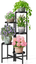 Tall Plant Stand Indoor Outdoor, Corner Metal Flower Pot Stands for Multiple Plants, 5 Tier Heavy Duty Plant Shelf for Patio Garden Balcony Living Room Bedroom - BlackDisk