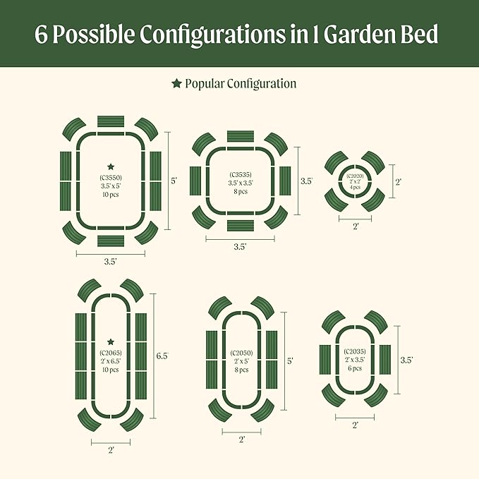 Vego garden 26" Extra Tall Raised Garden Bed Kits, 6 in 1 Modular Raised Planter Box for Vegetables Flowers Fruits Oval Metal Raised Garden Pearl White