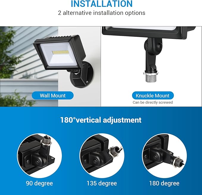 DEWENWILS 2 Pack 34W Flood Lights Outdoor, 3200 LM Super Bright(400W Halogen Equivalent) IP65 Waterproof Knuckle Mount LED Flood Light, 5000K Led Security Light for Landscape, Garden, Yard, Garage