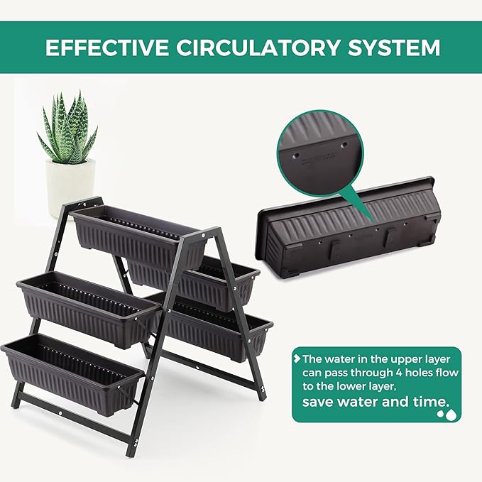 Raised Garden Planter Bed, Tiered Planter Stand with 5 Boxes, 25" Long*30" Wide*31" Tall, Vertical Raised Garden Bed for Herbs, Flowers, or Vegetables in Patio Balcony Indoor Outdoor