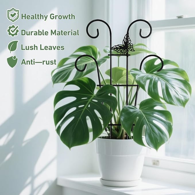 Coomin 14.5 Butterfly Indoor Plant Trellis for Potted Plants, Small Metal House Plant Trellis for Climbing Plants, Climber Plant Support for Hoya Pothos Ivy, 2p
