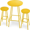 Best Choice Products 3-Piece Patio Dining Set, Bar Height, Outdoor Bistro Set, Outdoor Round Bar Table w/ 2 Bar Stools, Steel - Yellow