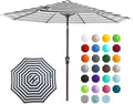 JEAREY 9FT Outdoor Patio Umbrella Outdoor Table Umbrella with Push Button Tilt and Crank, Market Umbrella 8 Sturdy Ribs UV Protection Waterproof for Garden, Deck, Backyard, Pool (Black & White Stripe)