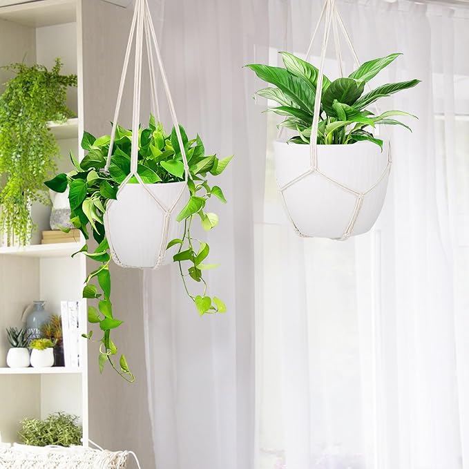 garini 3 Pack Different Size Macrame Plant Hanger,Hanging Plants Holder with 3 Hooks for Boho Home Decor(POTS NOT Included)