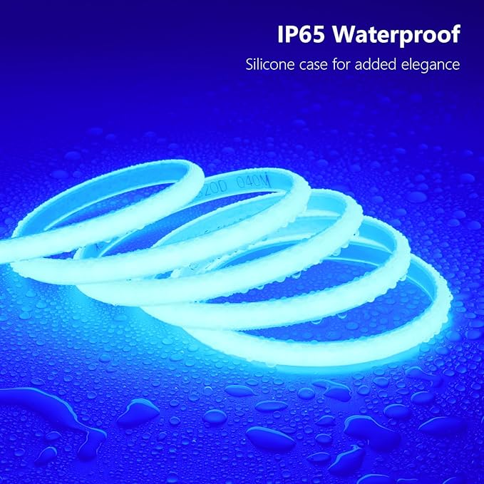 AC 110V COB LED Strip Lights Outdoor Waterproof 65.6ft, Blue Super Bright 200W LED Rope Light, IP65 Flexible Cuttable, for Bedroom Garden Commercial House Gaming Room Decor