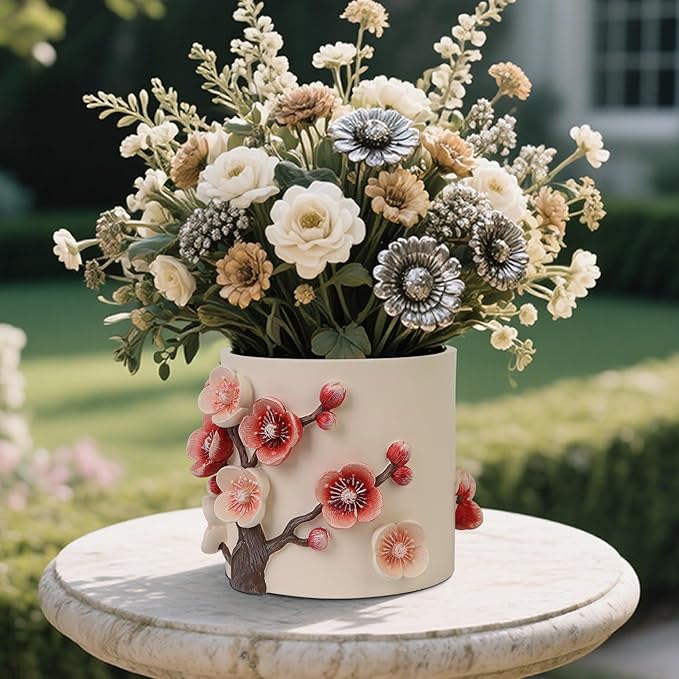 Flower Petals Plant Pots - Cute Planters for Indoor Plants, Decorative Plant Pots with Drainage, Funny Unique Planter for Succulents/Snake Plants/Cactus - Retirement Gift for Woman