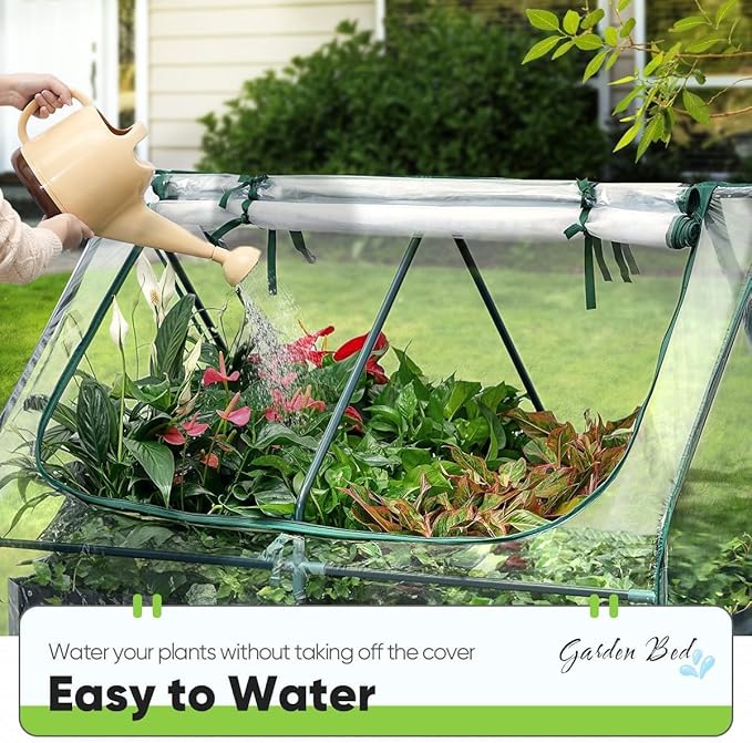Quictent Raised Garden Bed Galvanized Raised Beds for Gardening Vegetables with Cover 4x3x2 ft Tall Metal Planter Box Outdoor Use (Clear)