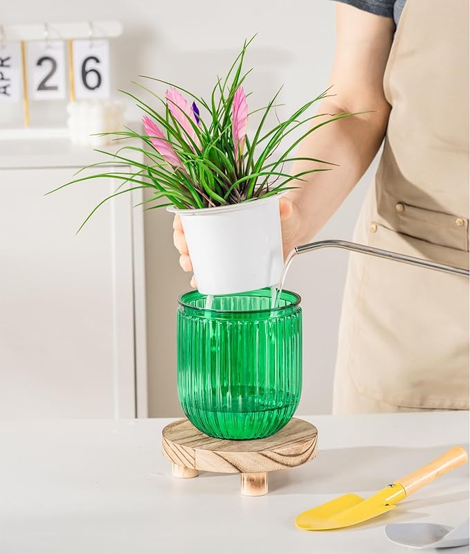 Melphoe Self Watering Pots for Indoor Plants Planter, 4.7 Inch 2 Pack Planters Self Watering Plant Pots for Flower, Houseplants, Succulent, African Violets and Cactus with Drainage