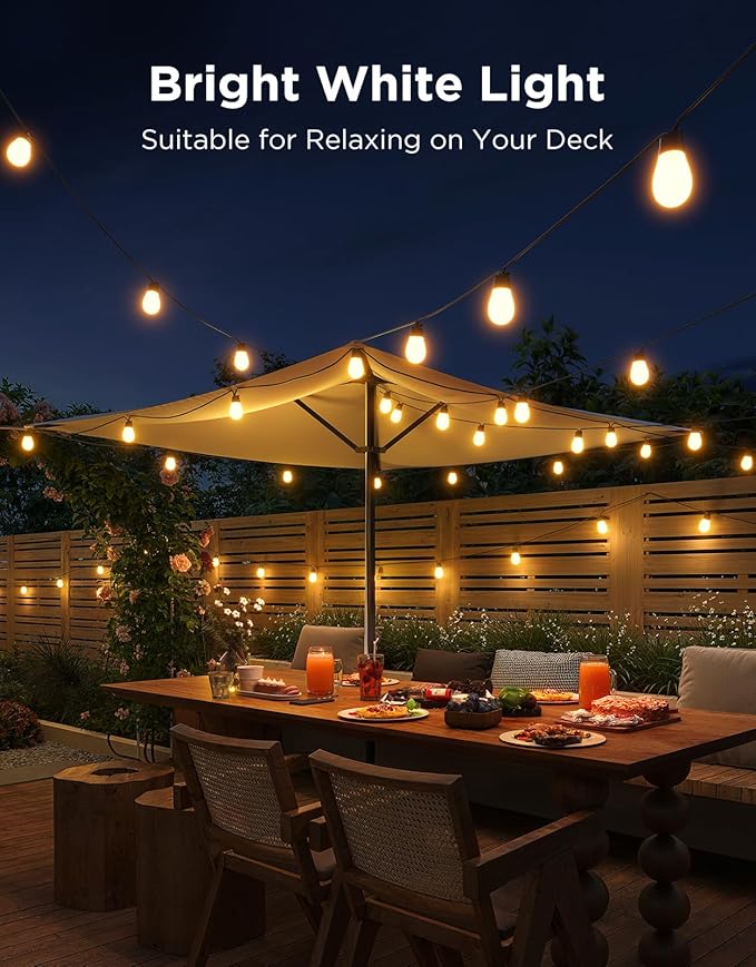 Govee S14 Bulb Outdoor String Lights 2, 48ft Smart RGBIC Warm White Patio Lights with 15 LED Bulbs, 111 Scene Modes for Outdoor Decor, Upgraded IP66 Compatible with Alexa, Google, Matter, APP Control