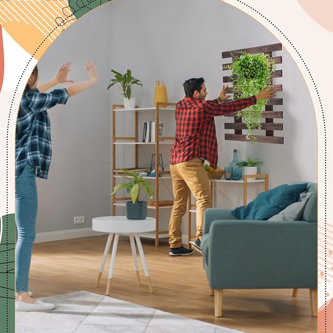 Weysat 4 Pcs Wall Planter Wooden Orchid Hanging Planter for Indoor Plants Wall Mount Planter Stand Frame Display Air Plant Holders Outdoor Vertical Rack Wall Decoration for Garden (11 x 16 in)