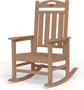 Oversized Rocking Chair Outdoor, High Back Porch Rocker Chair, HDPE All Weather Resistant Rocking Chairs for Patio, 386lbs Weight Capacity, Teak