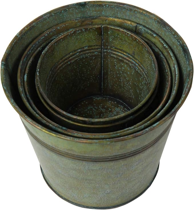 Briful 5 Size Galvanized Buckets Rustic Farmhouse Metal Bucket Galvanized Flower Bucket Plants Pot, Home Indoor Outdoor Decor Tin Planter, 3.7In/3.9 in/5.1In/5.9In/7.1In
