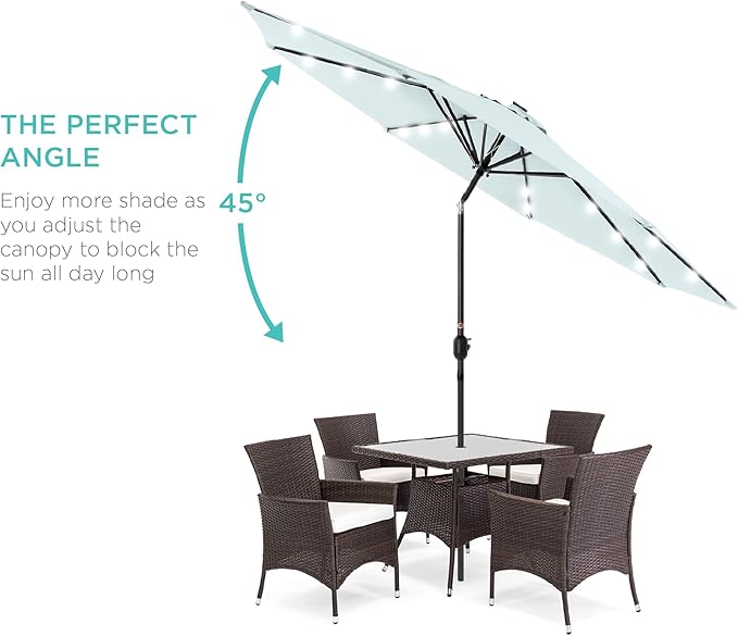 Best Choice Products 10ft Solar Polyester LED Lighted Patio Umbrella w/Tilt Adjustment and UV-Resistant Fabric