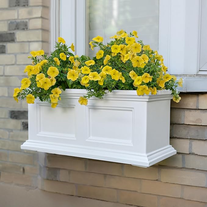 Mayne Fairfield 2-Foot Window Box – Self-Watering, Weather-Resistant Planter for Flowers – Durable Design for Outdoor Use, Perfect for Windows