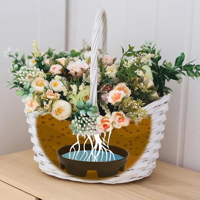 UPINS 12 Pcs Invisible Self Watering Planter, 5.3 Inches Insert Auto Hanging Basket Planter Watering Devices Plastic Soil Water Retaining Drip Pan Water Catcher Saucer for Window Box Basket