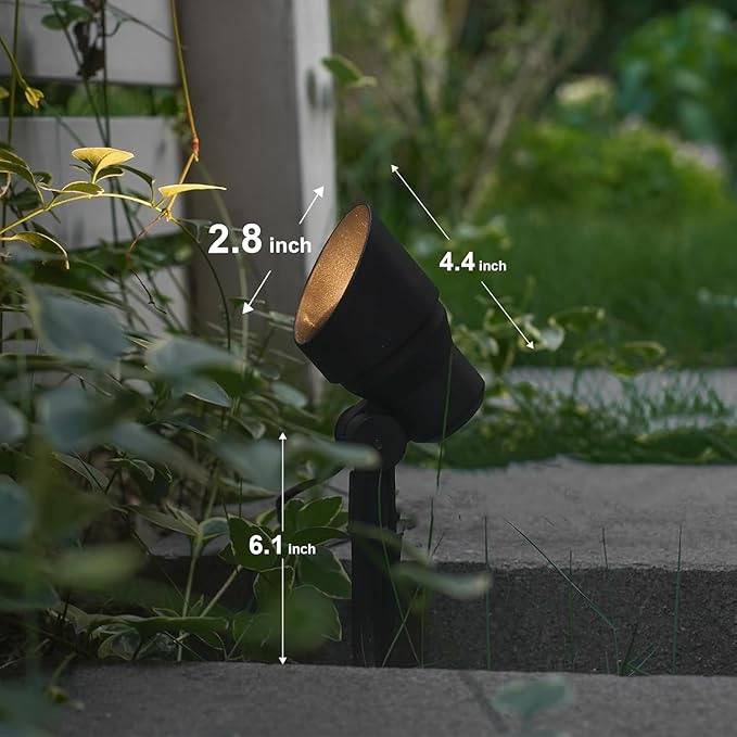 GOODSMANN Landscape Lighting 2PK Landscape Floodlights Spotlights 3W LED 200 Lumen with Replaceable LED Bulbs 12V AC with Metal Stakes Cable Connectors
