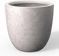 Kante 18 Inch Dia Round Concrete Planter, Indoor Outdoor Large Plant Pot with Drainage Hole and Rubber Plug for Home Patio Garden, Light Gray