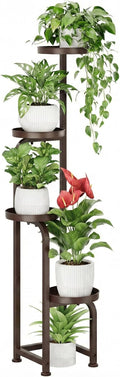 Bamworld Corner Plant Stand Indoor Outdoor, Tall Metal Flower Pot Stands for Multiple Plants, 4 Tier Brown Heavy Duty Plant Shelf for Patio Garden Balcony Living Room Bedroom(Patent Design)