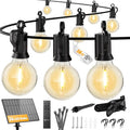 Brightown 58FT Solar String Lights Outdoor with Remote and 26 LED Shatterproof Bulbs, Dimmable & Timable, 3 Light Modes, Solar Patio String Lights Outdoor for Cafe, Garden, Deck, Outside Wedding