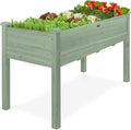 Best Choice Products 48x24x30in Raised Garden Bed, Elevated Wood Planter Box Stand for Backyard, Patio, Balcony w/Bed Liner, 200lb Capacity - Sage