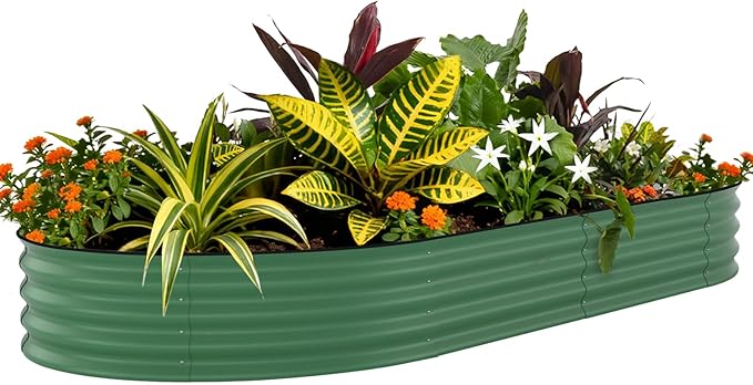 Garvee Galvanized Raised Garden Bed Outdoor, 10x4x1.5 ft Metal Planter Box for Flowers Vegetables, Rust-Resistant Raised Garden Beds for Gardening, Easy Assembly Outdoor Garden Box & Planters, Green