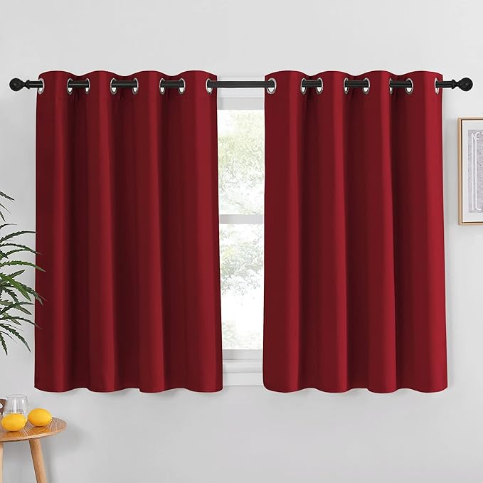 NICETOWN Burgundy Blackout Curtain Grommet - Thermal Insulated Solid Grommet Blackout Curtain/Panel/Drape for Living Room (1-Pack, 52 by 45-inch, Burgundy Red)