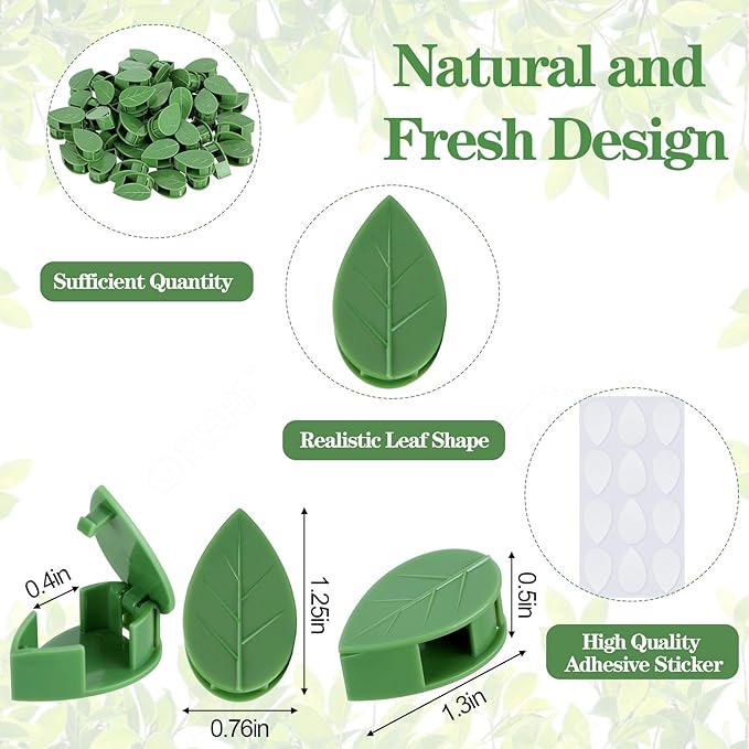 Geiserailie 60 Pieces Plant Climbing Wall Fixture Clips with 72 Pieces Acrylic Adhesive Sticker Leaf Fixer Invisible Wall Vines Fixing Clips Hook Plant Vine Traction for Indoor Outdoor Decoration