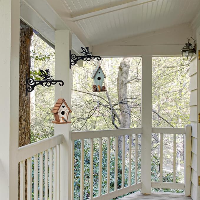 hogardeck Plant Hangers Outdoor Decor, 2 Pack 10” Metal Hanging Plant Bracket with Fairy for Garden Patio Yard Decor, Anti Rust Plant Hooks for Hanging Plants, Bird Feeder, Wind Chime, Lantern