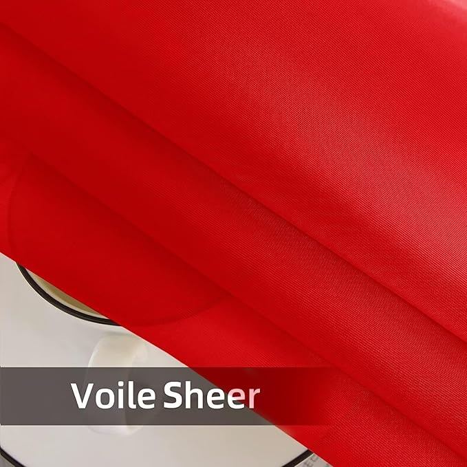 SpaceDresser Waterproof Outdoor Sheer Curtains for Patio - 2 Panels Rod Pocket Indoor Voile Sheer Curtain for Living Room,100W x 108L inch, Red