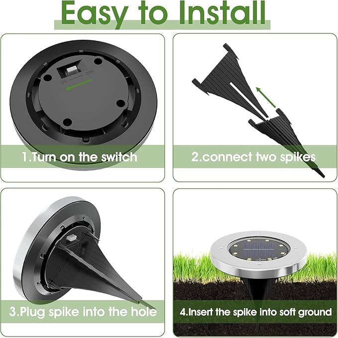 INCX 4.6 inch Solar Lights Outdoor Waterproof, 16 Pack Solar Light for Outside, Garden Lights Landscape Lighting for Patio Pathway Lawn Yard Deck Driveway Walkway, Cold White