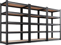 Set of 3 Garage Shelving Heavy Duty Storage Shelves, Metal Adjustable Shelving Unit, Utility Garage Organizer Shelf for Basement, Pantry, Kitchen, Warehouse,15.7" Dx35.4 Wx71.2 H, Black