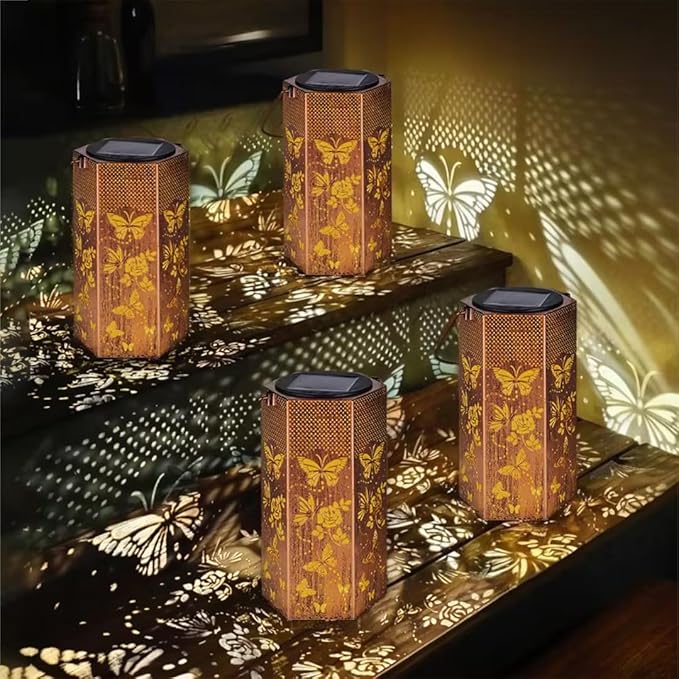 Mothers Day Gifts for Mom Grandma - Birthday Gifts for Women, 4 Pack Butterfly Solar Lanterns Outdoor Waterproof - Butterflies Solar Lights Outdoor Garden Decor for Outside