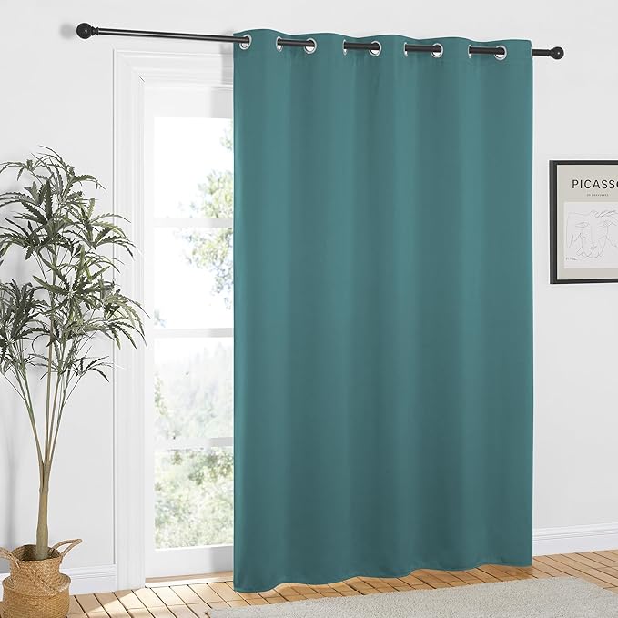 NICETOWN Sea Teal Blackout Curtains 84 inch Length, Grommet Top Room Darkening Drapes for Bedroom Living Room, Light Blocking Window Covering for Privacy (W66 x L84 Inch, 1 Panel)