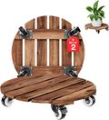 2pack Wood Plant Caddy With Wheels Heavy Duty Red Brown, 264 Lbs Capacity, 12 Inch Acacia Hardwood Plant Roller, Plant Stand with 360° Lockable Wheels, Plant Caster for Heavy Objects Hauling