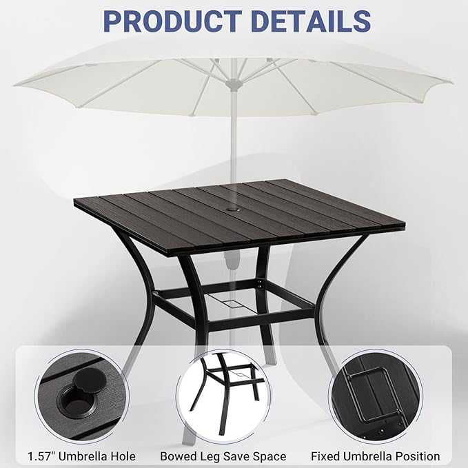 LEVELEVE 5 Piece Outdoor Patio Dining Set with 4 Swivel Dining Chairs & 1 Large Round Dining Table,Bistro Furniture Set for Lawn, Garden, Deck, Backyard and Porch