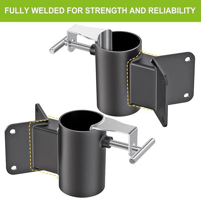 Heavy Duty Deck Railing Umbrella Holder, Patio Umbrella Stand for 1-2 Inch Poles, Space-Saving Design, Secure & Sturdy Post Corner Mount for Deck Railing, Balcony, Outdoor Courtyard, Fences