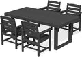 SERWALL HDPE Outdoor Dining Set for 4, 67'' All Weather Patio Dining Table and Chairs Set for Deck, Lawn, Black
