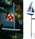 Solar Garden Lights Sailboat Stake Decor-Yard Outdoor Statue Decorations Waterproof 5 LED Metal Landscape Lighting Flower Bed,Pond,Yard,Lawn Gift for Mom Grandma Women