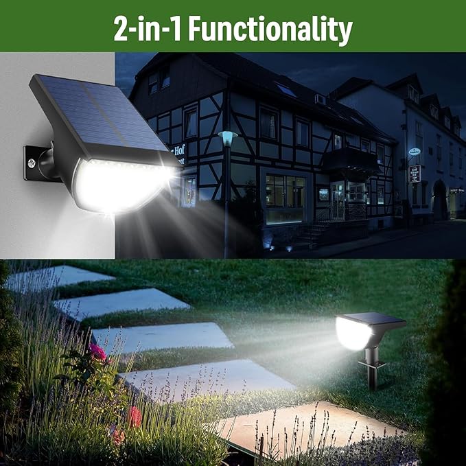 Solar Lights Outdoor Waterproof IP65, Solar Powered 76 LED 3 Lighting Modes Solar Spot Lights Outdoor for Yard Garden Landscape Pathway (White, 6 Pack)