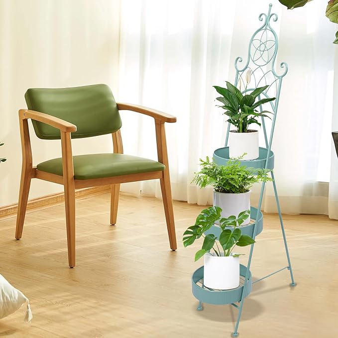 Plant Stands Indoor 3 Tie Green Metal Corner Shelf Plant Pot Holder Planters for Outdoor Plants Patio Balcony