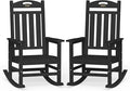 Oversized Outdoor Rocking Chairs Set of 2, High Back Porch Rocking Chair, HDPE All Weather Resistant Rocking Chairs for Patio, 380lbs Weight Capacity, Black