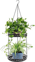 Plant Hanger Indoor Outdoor, 2 Tier Hanging Planter Plant Shelf, Metal Hanging Plants Holder for Indoor Outdoor Plants