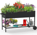 51 × 26 × 31.5 Inches Raised Garden Bed with Legs/Storage Shelf, Mobile Planter Box for Outdoor Plants, Elevated Garden Bed for Backyard, Balcony, Black