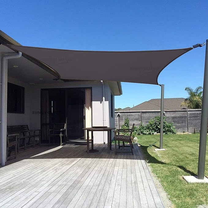 SUNNY GUARD Custom Size 12'x15' Dark Grey Sun Shade Sail Rectangle UV Block Shade for Backyard Yard Patio Deck Garden(Customized)