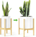MUDEELA Plant Stand for Indoor Plants: Adjustable Width Fits 8-12 Inch Pots - Mid Century Modern Bamboo Plant Stand - 14.5 Inch Single Tier Small Floor Plant Holder, Natural, 1 Pack (Without Pot)