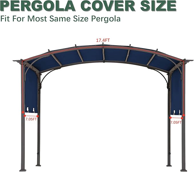 85''x 208'' Universal Doubleton Steel Pergola Replacement Cover for Pergola L-PG080PST, (Navy Blue)