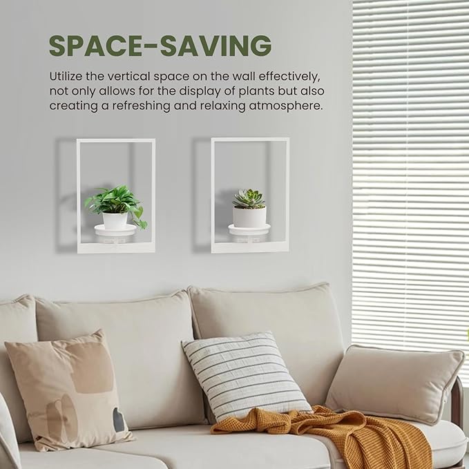 Hanging Planters for Indoor Plants White, Wall Plant Holder Stand to Hold Large Pots - Premium Metal Wall Planters for Indoor Outdoor Decor